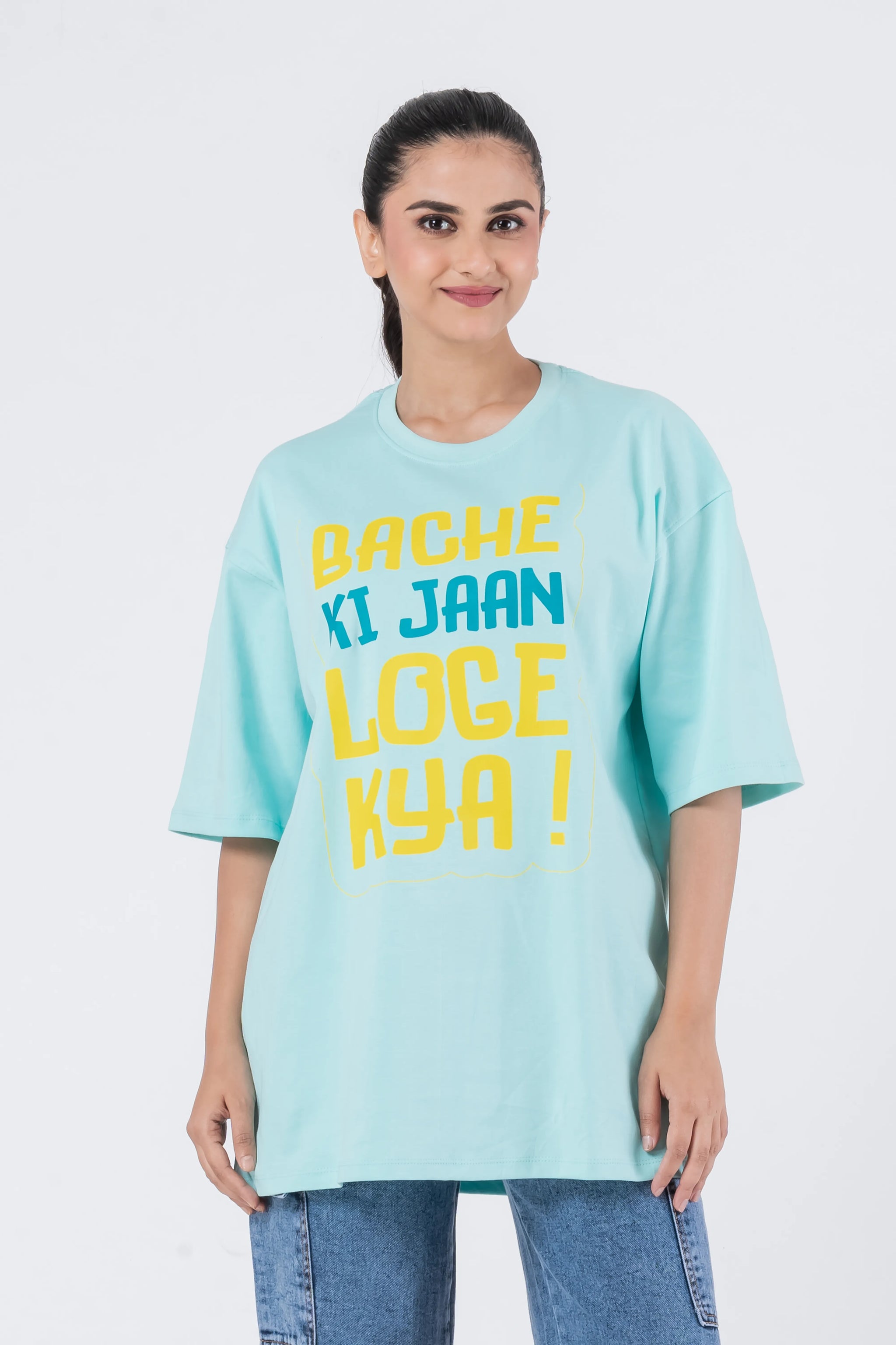 Bacche Ki Jaan Loge Kya - Oversized Drop Shoulder Unisex T-Shirt