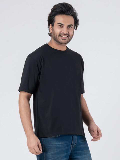 Oversize Drop Shoulder Black Unisex T-Shirt