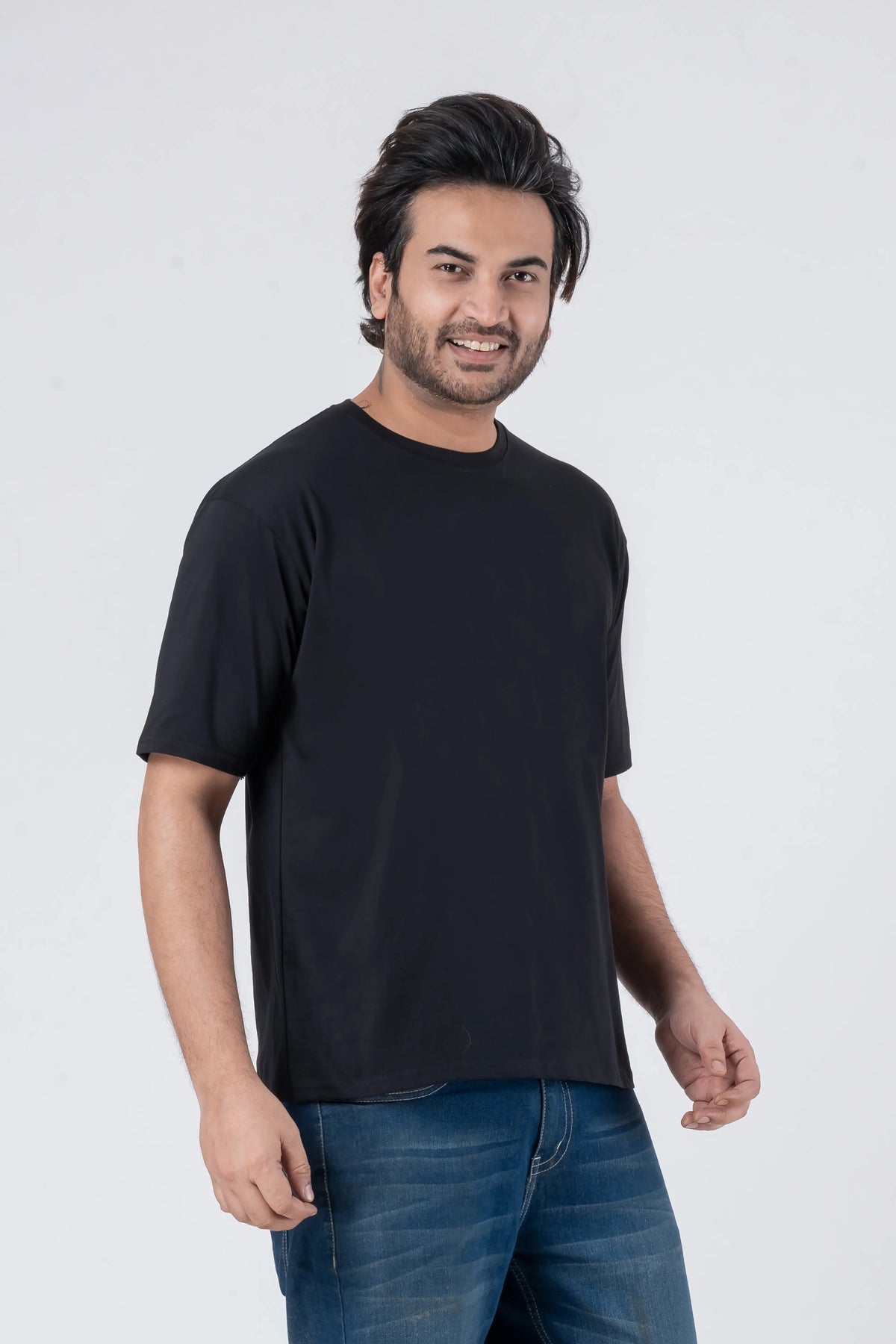 Oversize Drop Shoulder Black Unisex T-Shirt