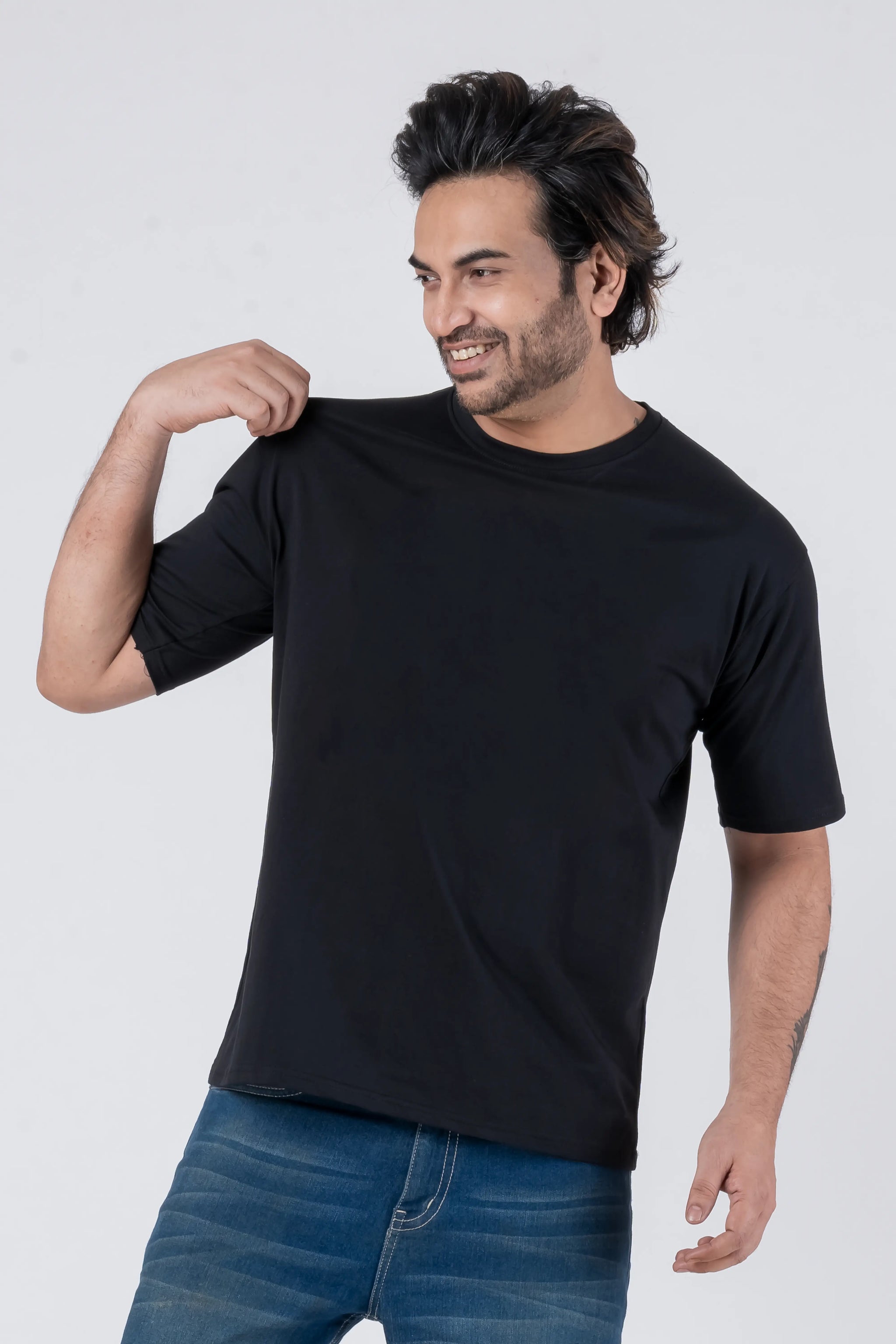 Oversize Drop Shoulder Black Unisex T-Shirt