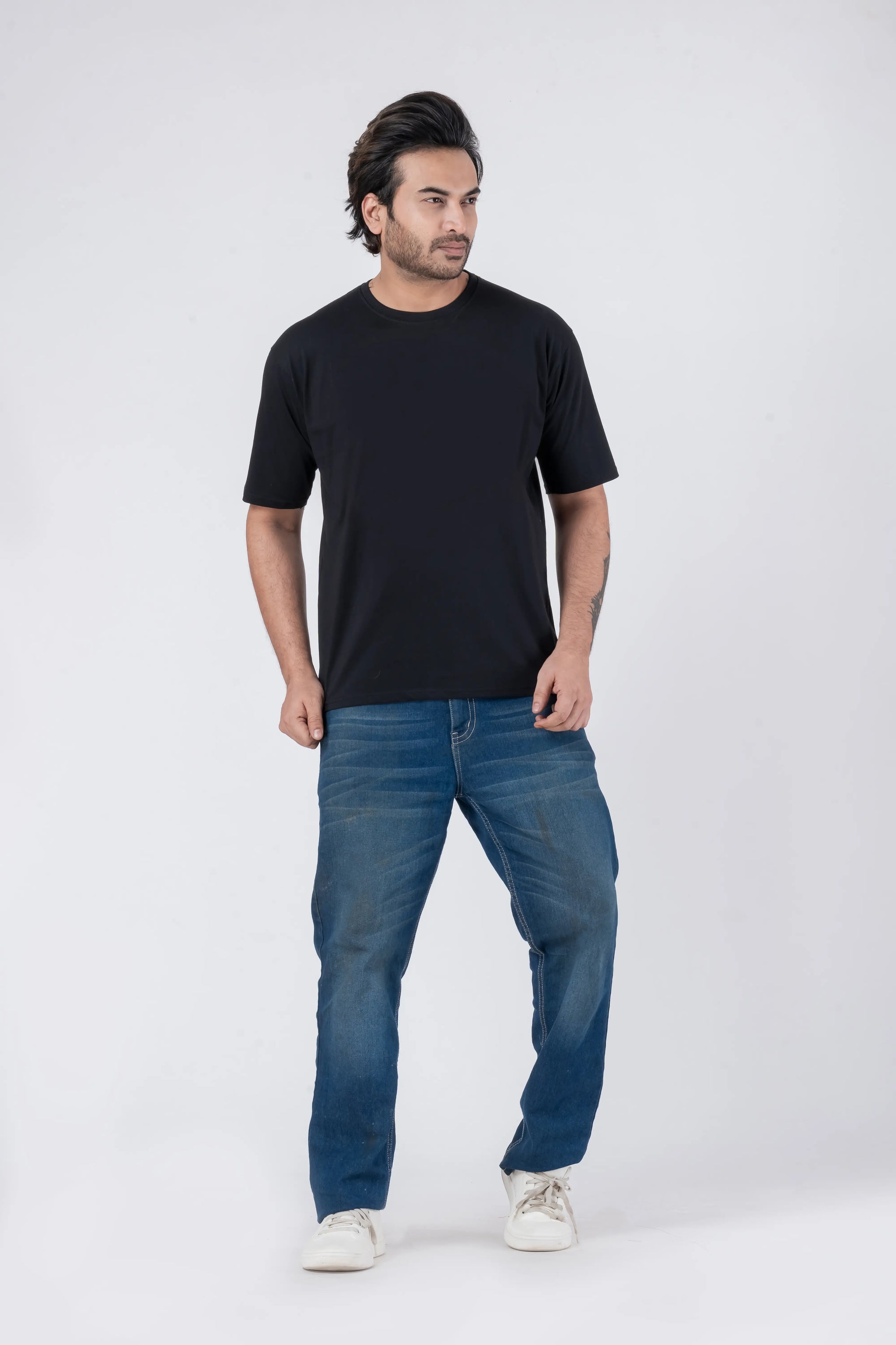 Oversize Drop Shoulder Black Unisex T-Shirt