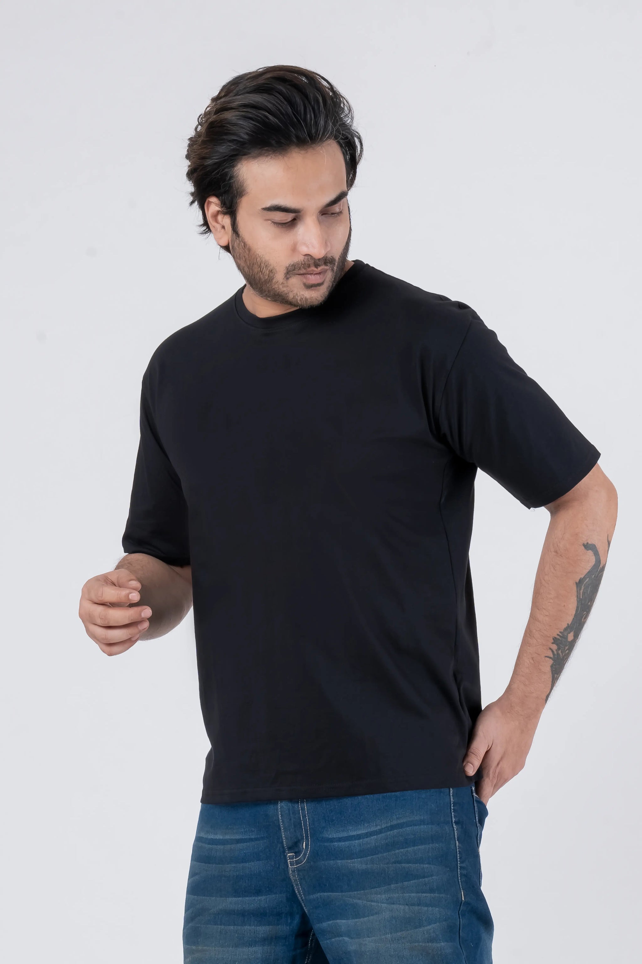 Oversize Drop Shoulder Black Unisex T-Shirt