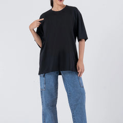 Oversize Drop Shoulder Black Unisex T-Shirt