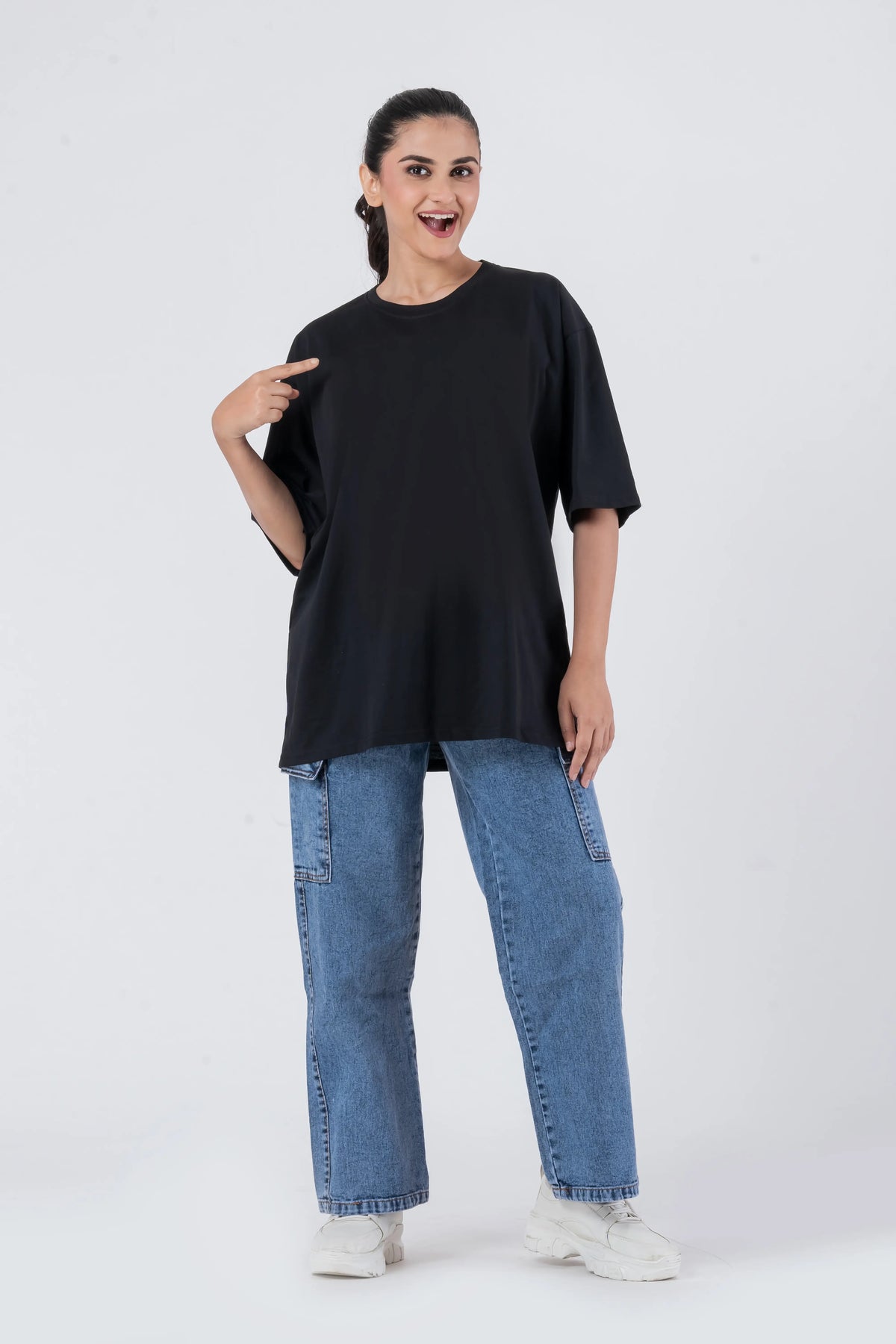 Oversize Drop Shoulder Black Unisex T-Shirt
