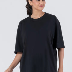 Oversize Drop Shoulder Black Unisex T-Shirt