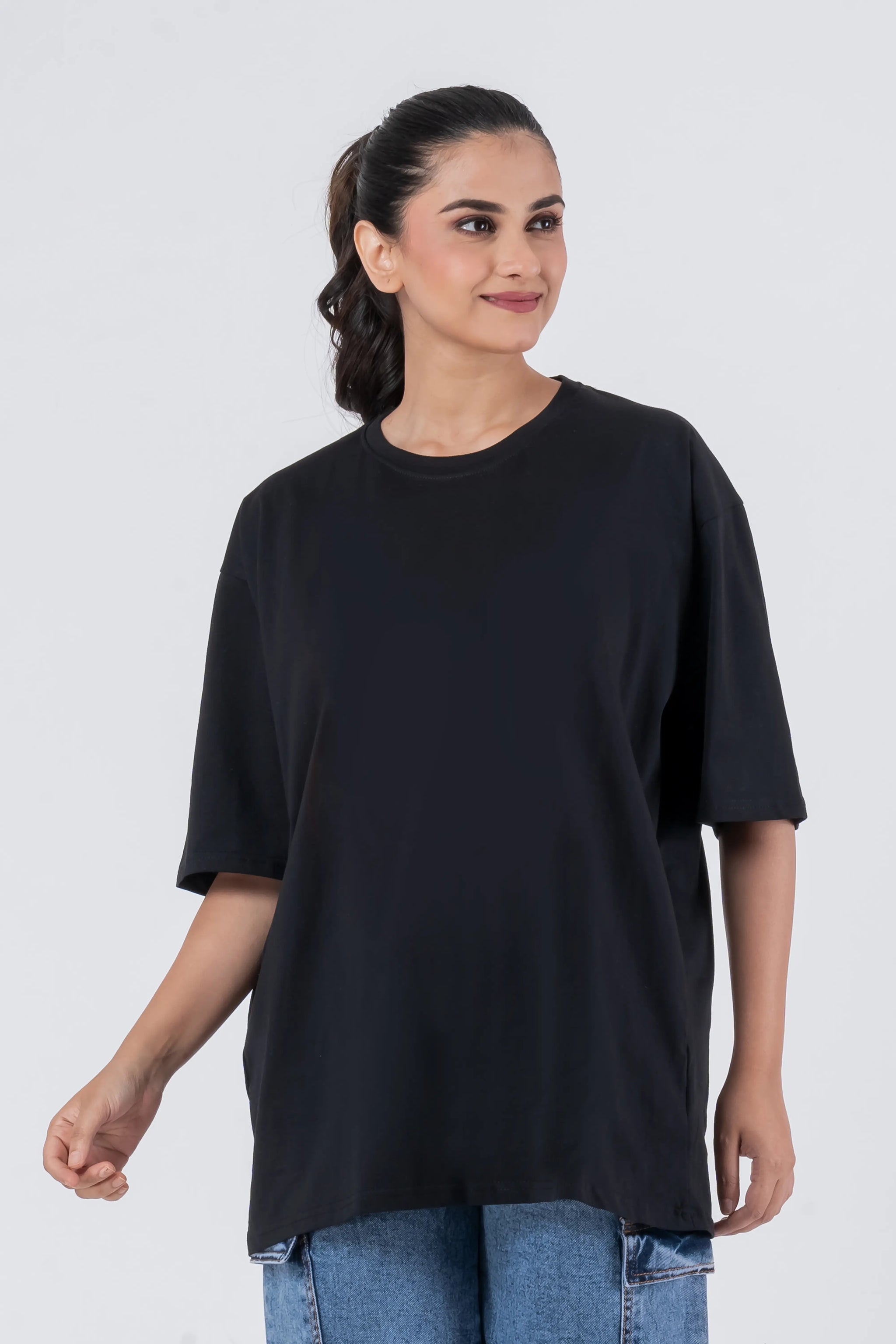 Oversize Drop Shoulder Black Unisex T-Shirt