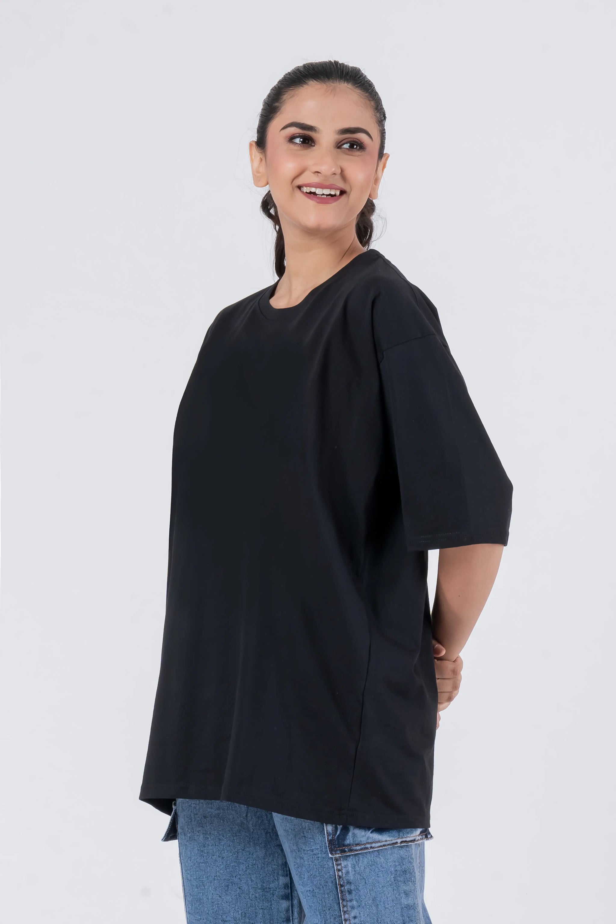 Oversize Drop Shoulder Black Unisex T-Shirt