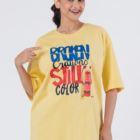 Broken Crayons Still Color - Oversized Drop Shoulder Unisex T-Shirt