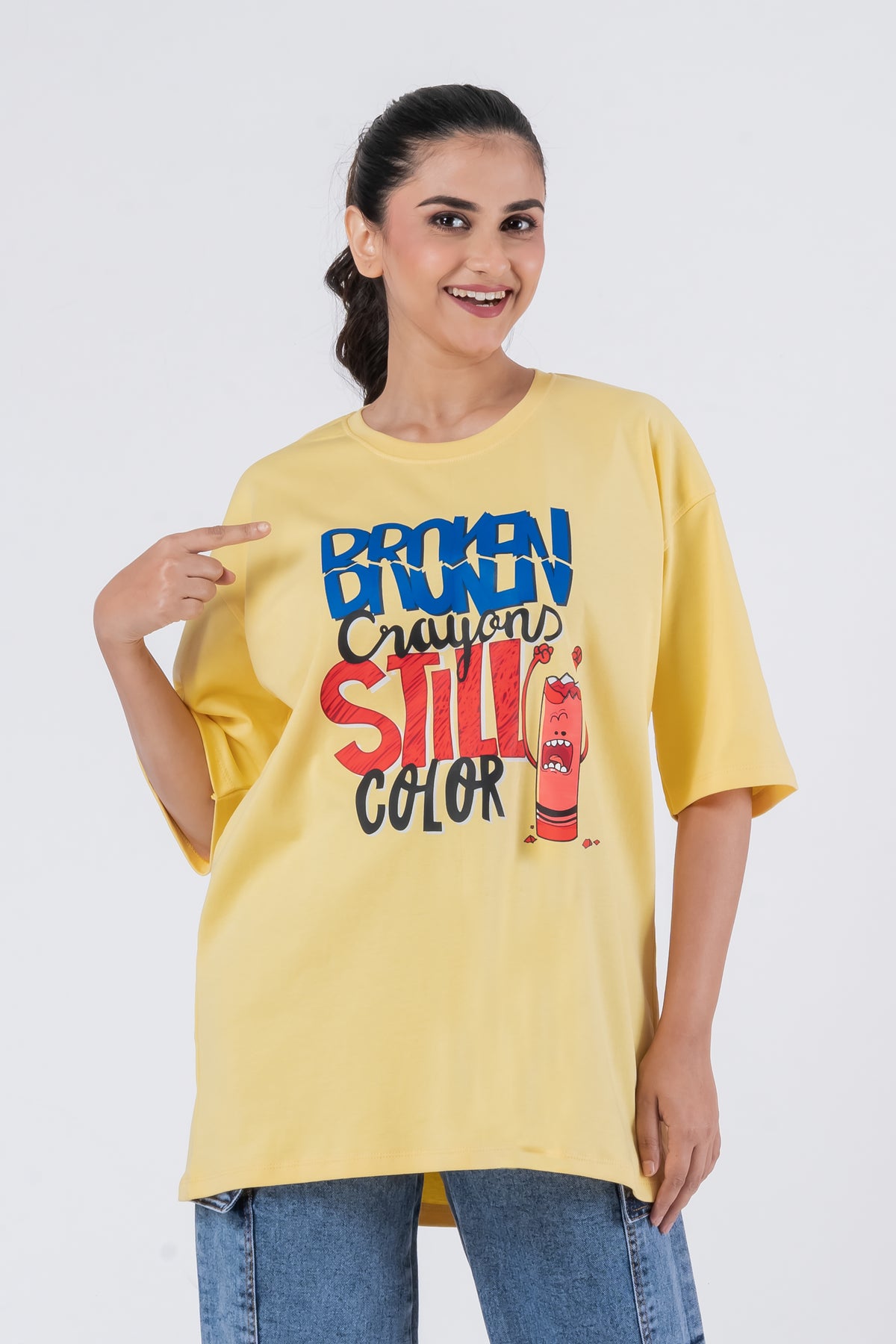 Broken Crayons Still Color - Oversized Drop Shoulder Unisex T-Shirt