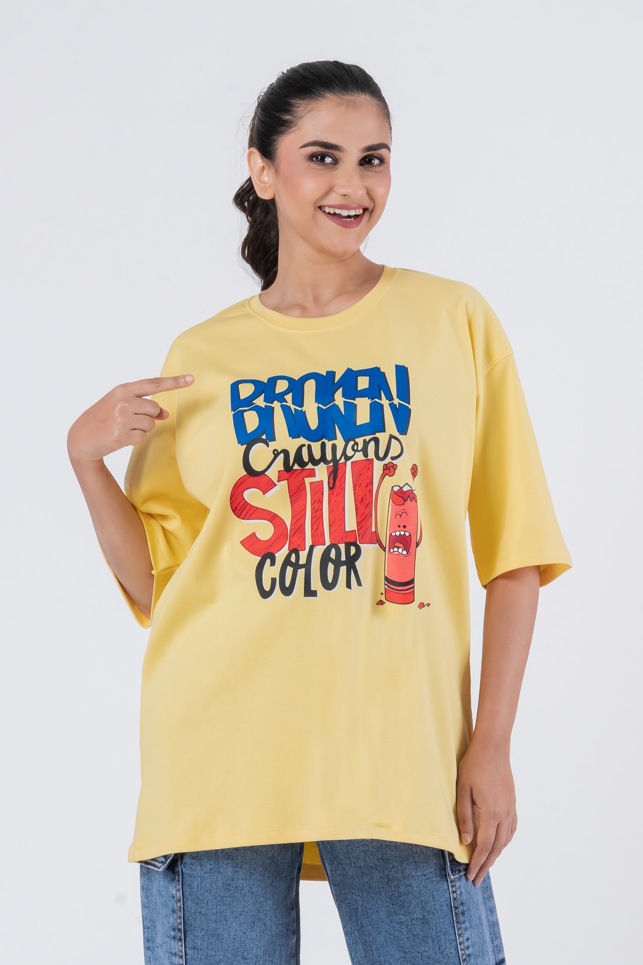 Broken Crayons Still Color - Oversized Drop Shoulder Unisex T-Shirt