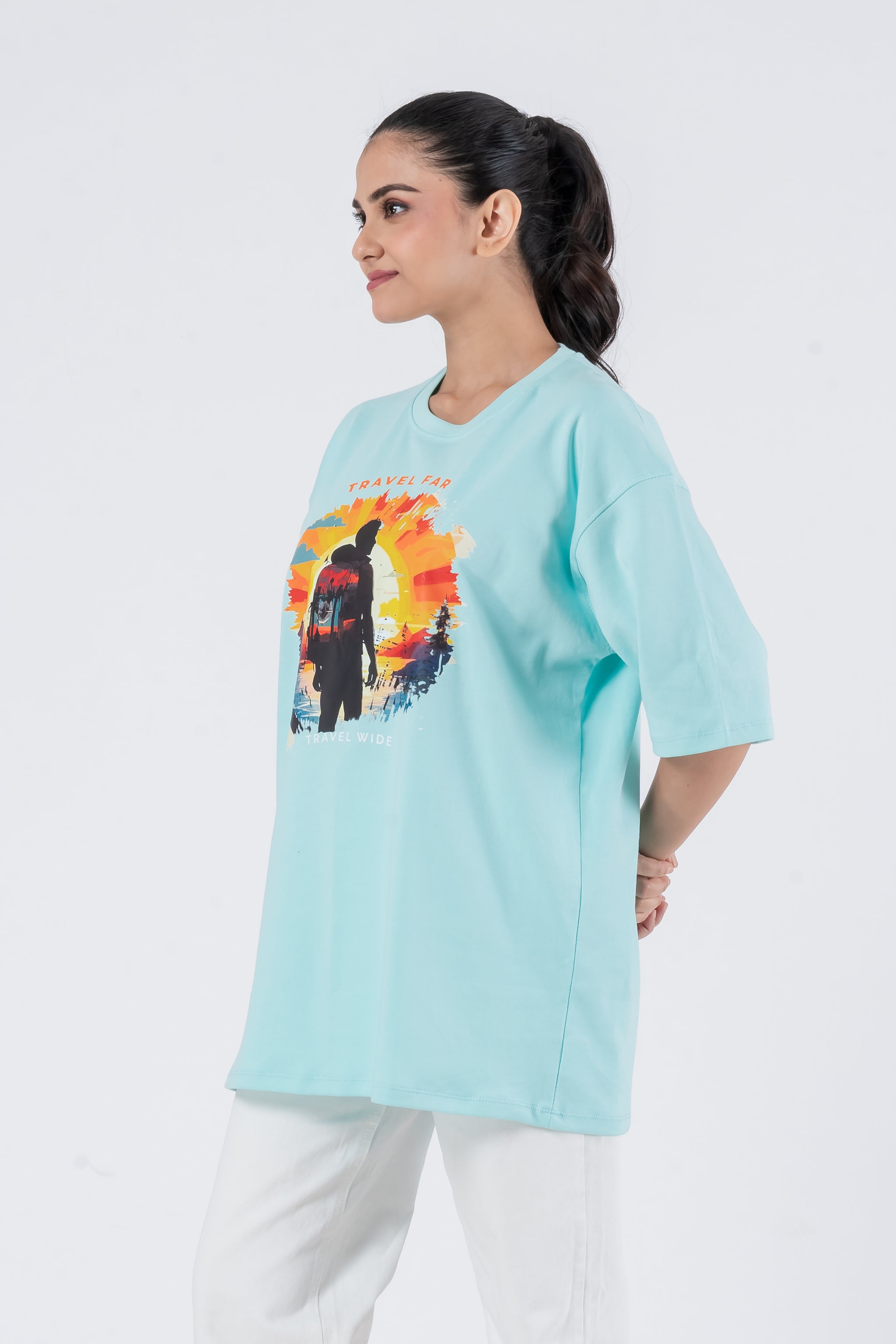 Travel Far - Oversized Drop Shoulder Unisex T-Shirt