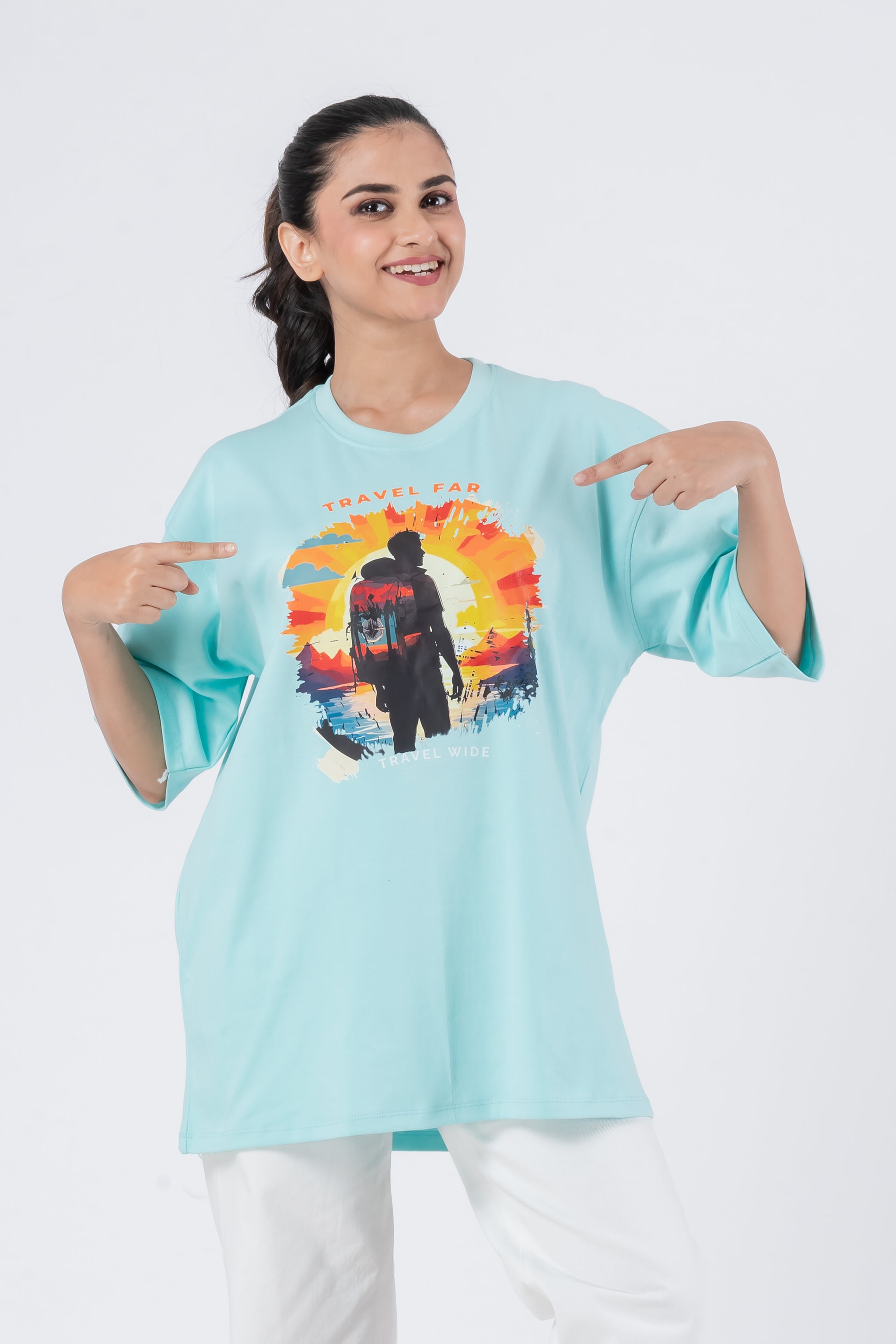 Travel Far - Oversized Drop Shoulder Unisex T-Shirt