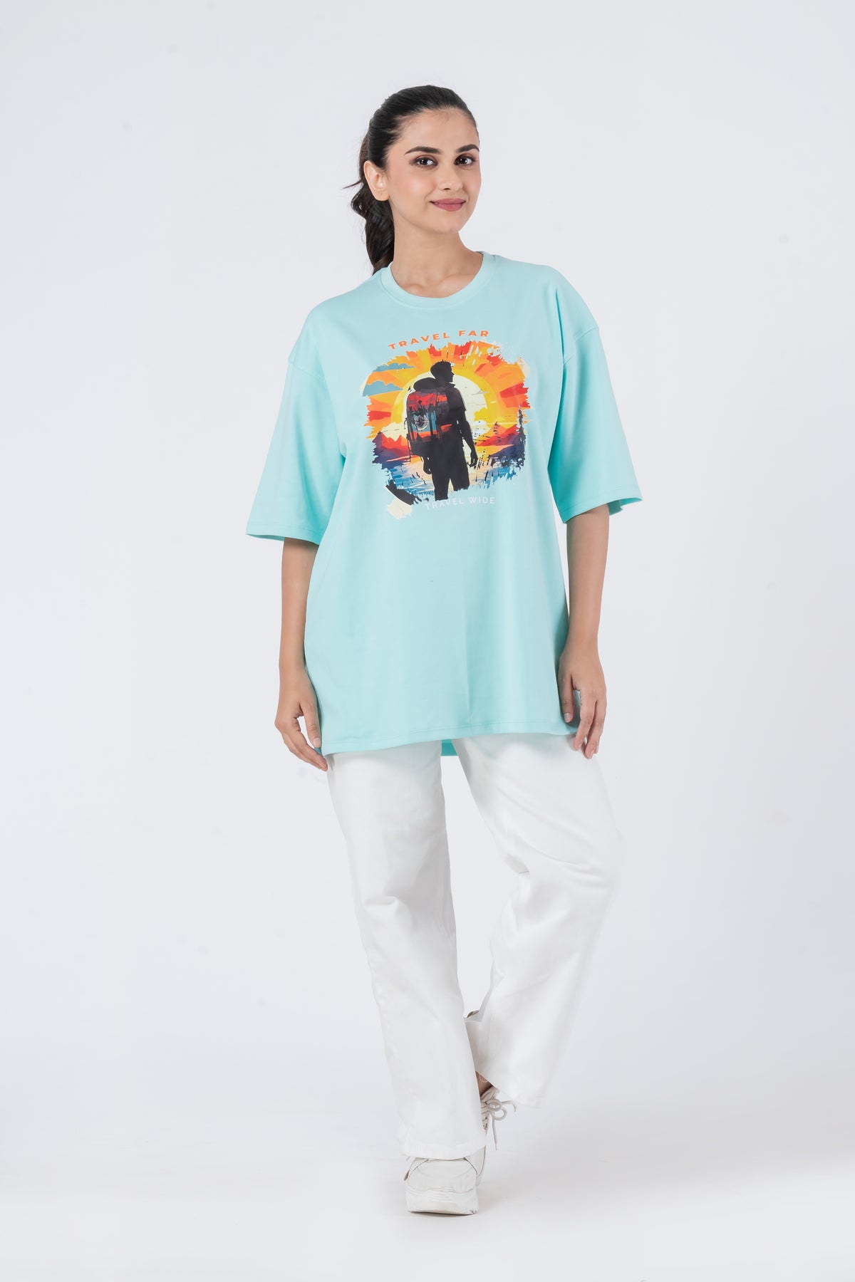Travel Far - Oversized Drop Shoulder Unisex T-Shirt