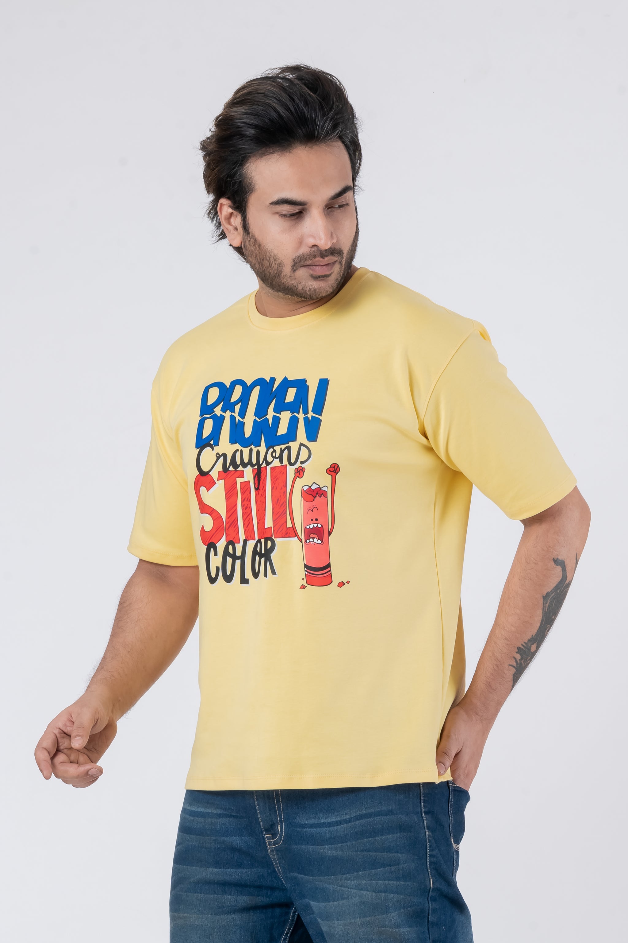 Broken Crayons Still Color - Oversized Drop Shoulder Unisex T-Shirt