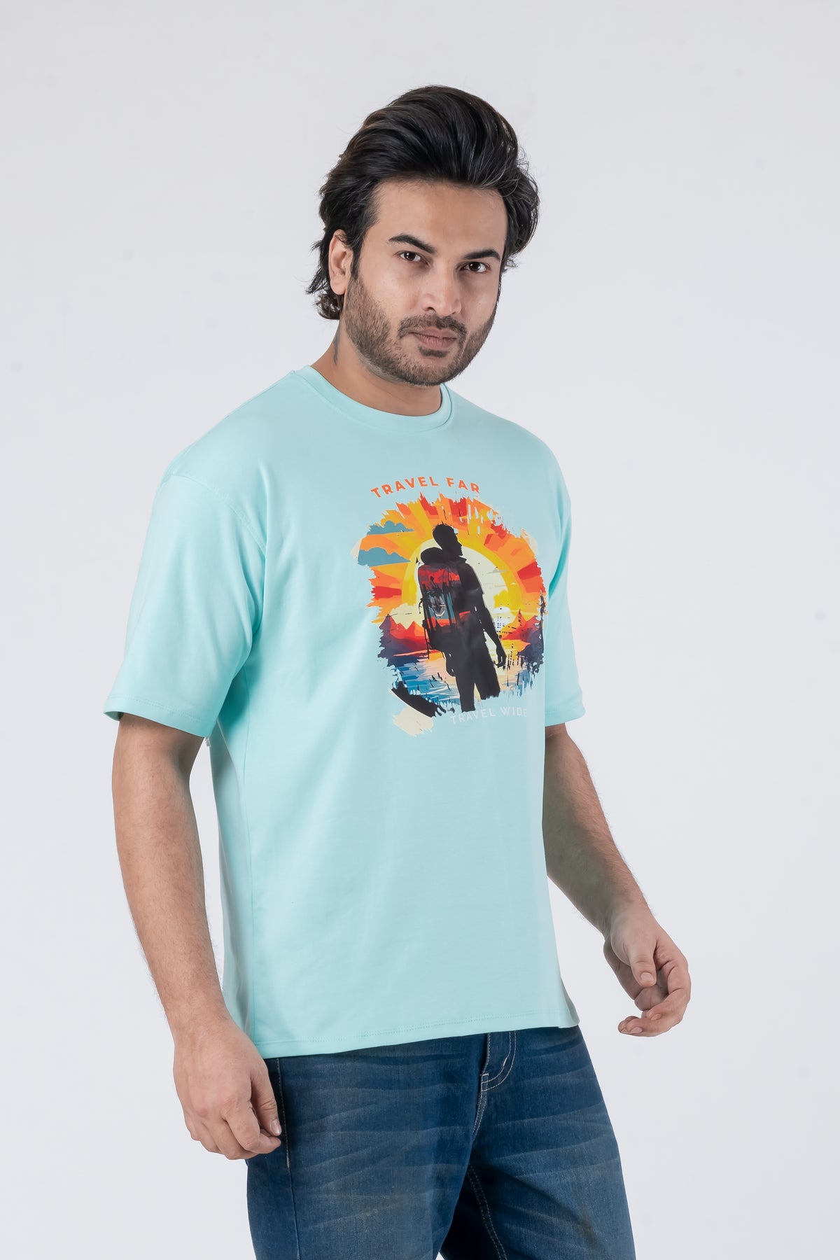 Travel Far - Oversized Drop Shoulder Unisex T-Shirt