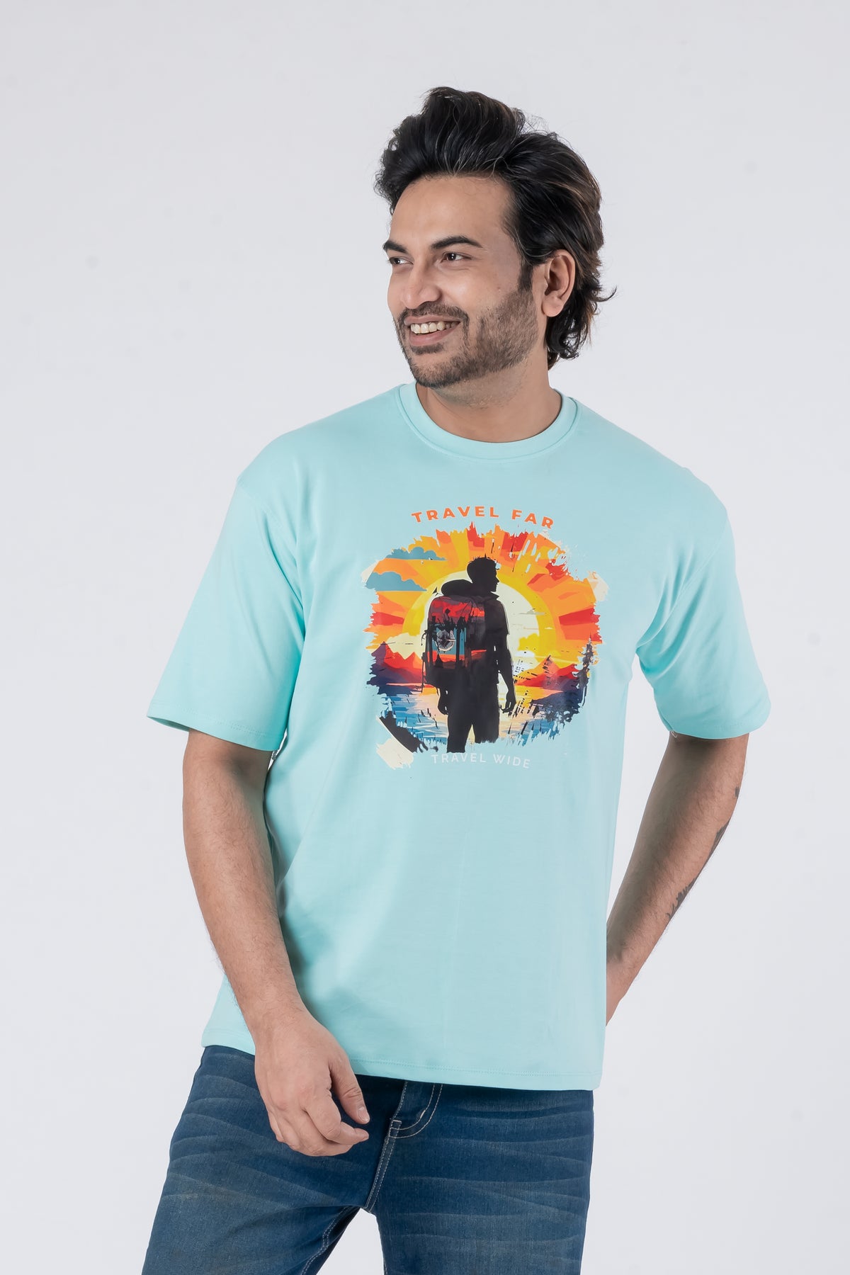 Travel Far - Oversized Drop Shoulder Unisex T-Shirt