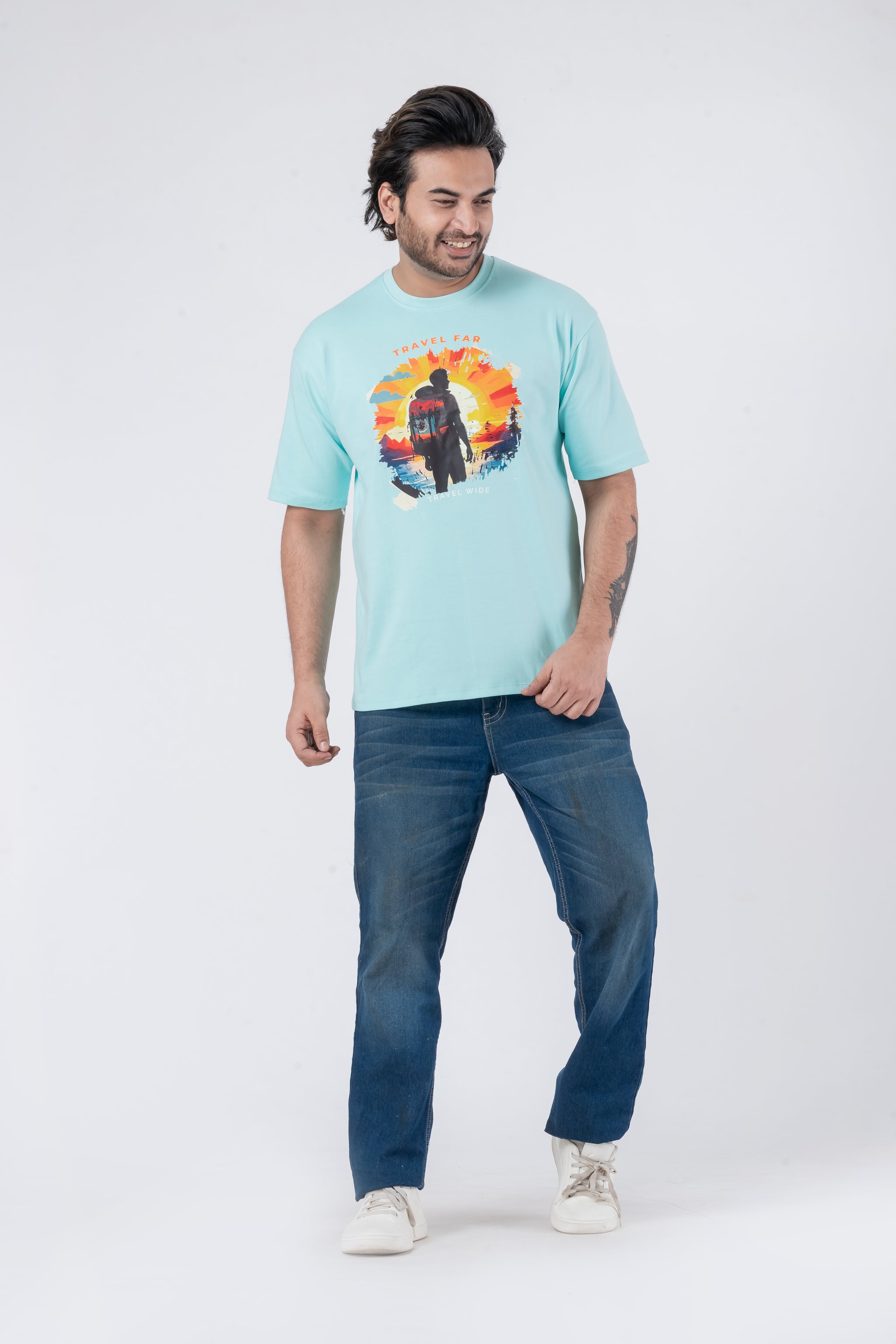 Travel Far - Oversized Drop Shoulder Unisex T-Shirt
