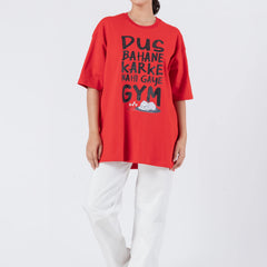 Dus Bahane Karke Nehi Gaye Gym - Oversized Drop Shoulder Unisex T-Shirt