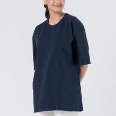 Oversize Drop Shoulder Navy Blue Unisex T-Shirt