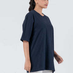 Oversize Drop Shoulder Navy Blue Unisex T-Shirt