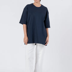 Oversize Drop Shoulder Navy Blue Unisex T-Shirt