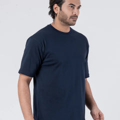 Oversize Drop Shoulder Navy Blue Unisex T-Shirt
