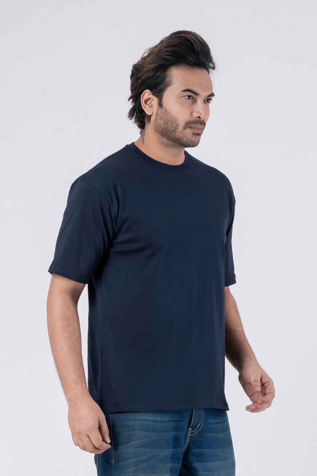 Oversize Drop Shoulder Navy Blue Unisex T-Shirt