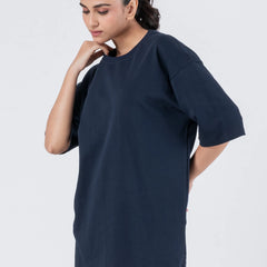 Oversize Drop Shoulder Navy Blue Unisex T-Shirt