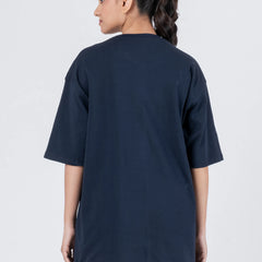 Oversize Drop Shoulder Navy Blue Unisex T-Shirt
