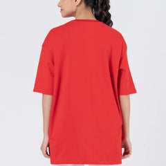 Oversize Drop Shoulder Red Unisex T-Shirt