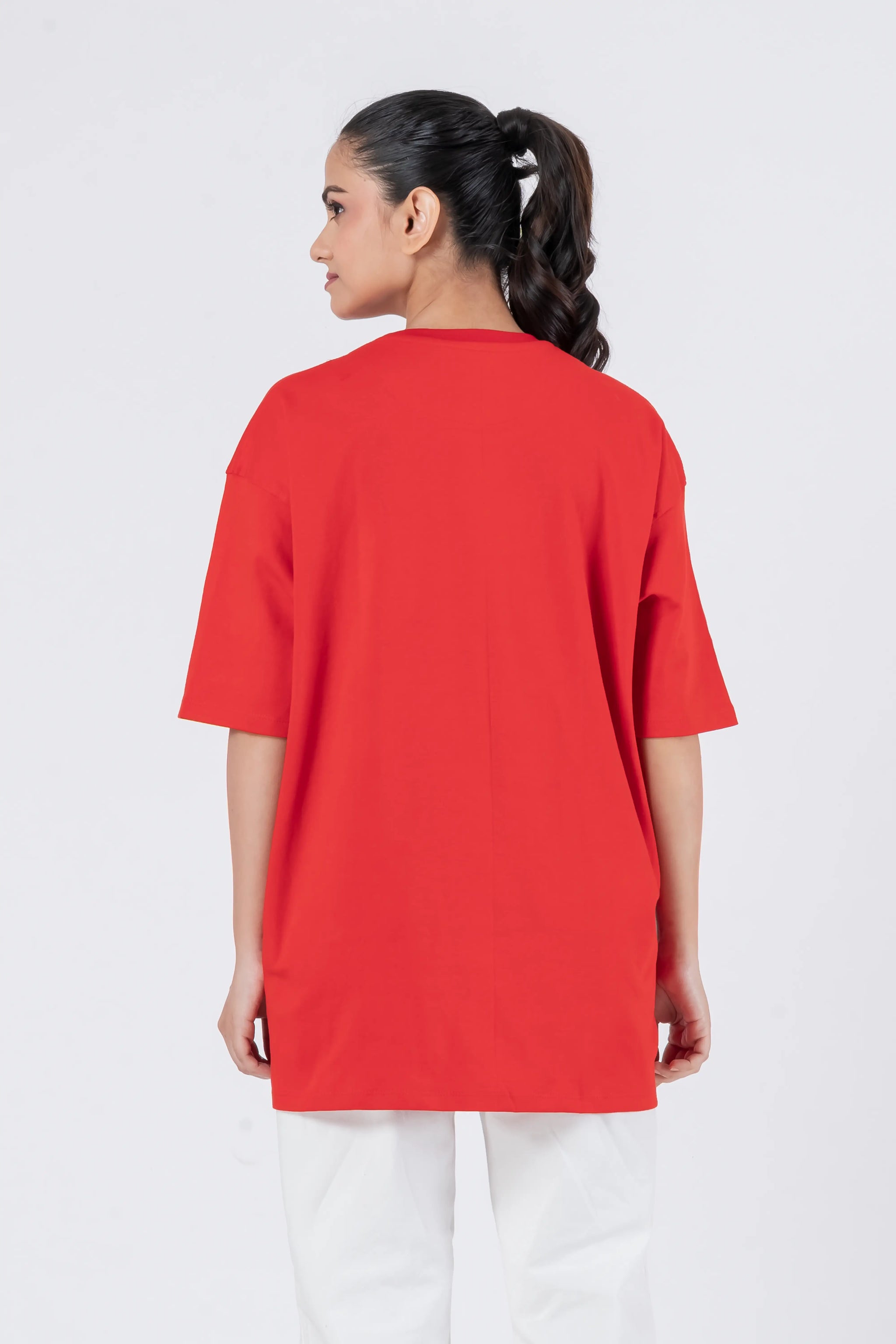 Oversize Drop Shoulder Red Unisex T-Shirt