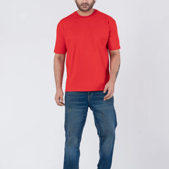 Oversize Drop Shoulder Red Unisex T-Shirt