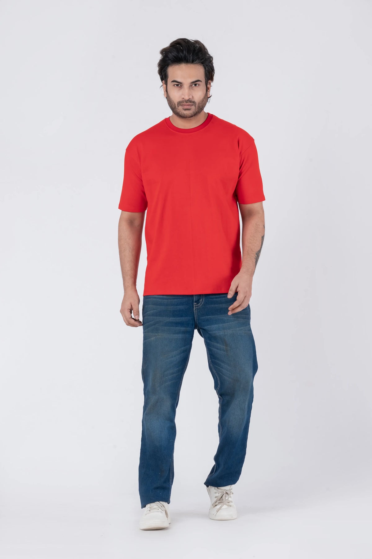 Oversize Drop Shoulder Red Unisex T-Shirt