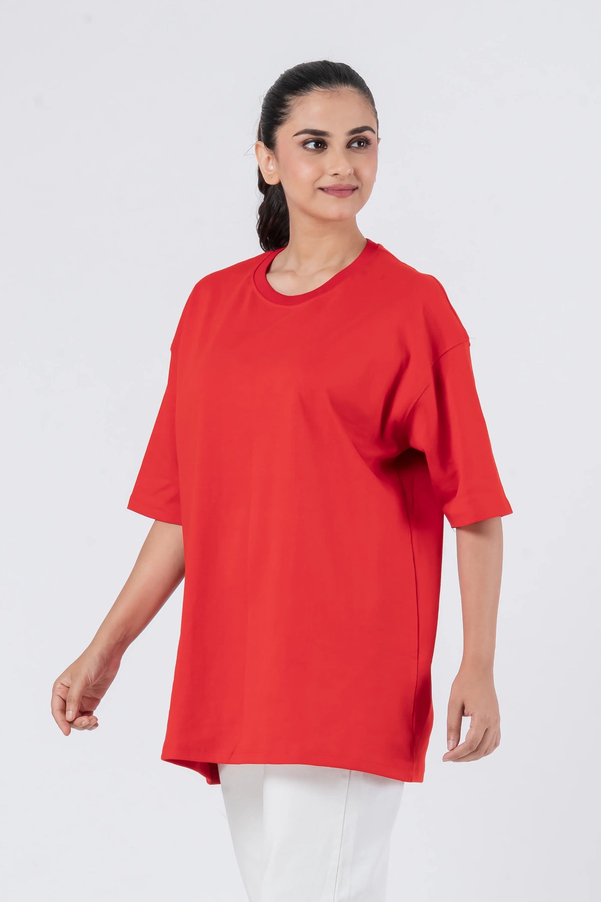Oversize Drop Shoulder Red Unisex T-Shirt