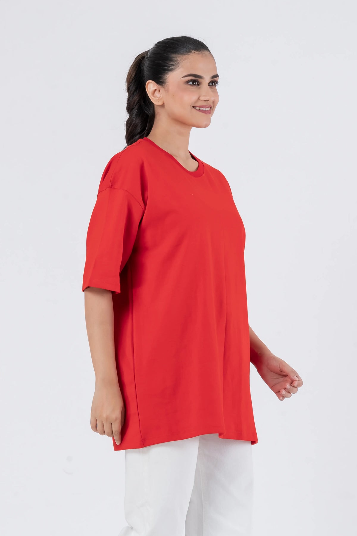 Oversize Drop Shoulder Red Unisex T-Shirt