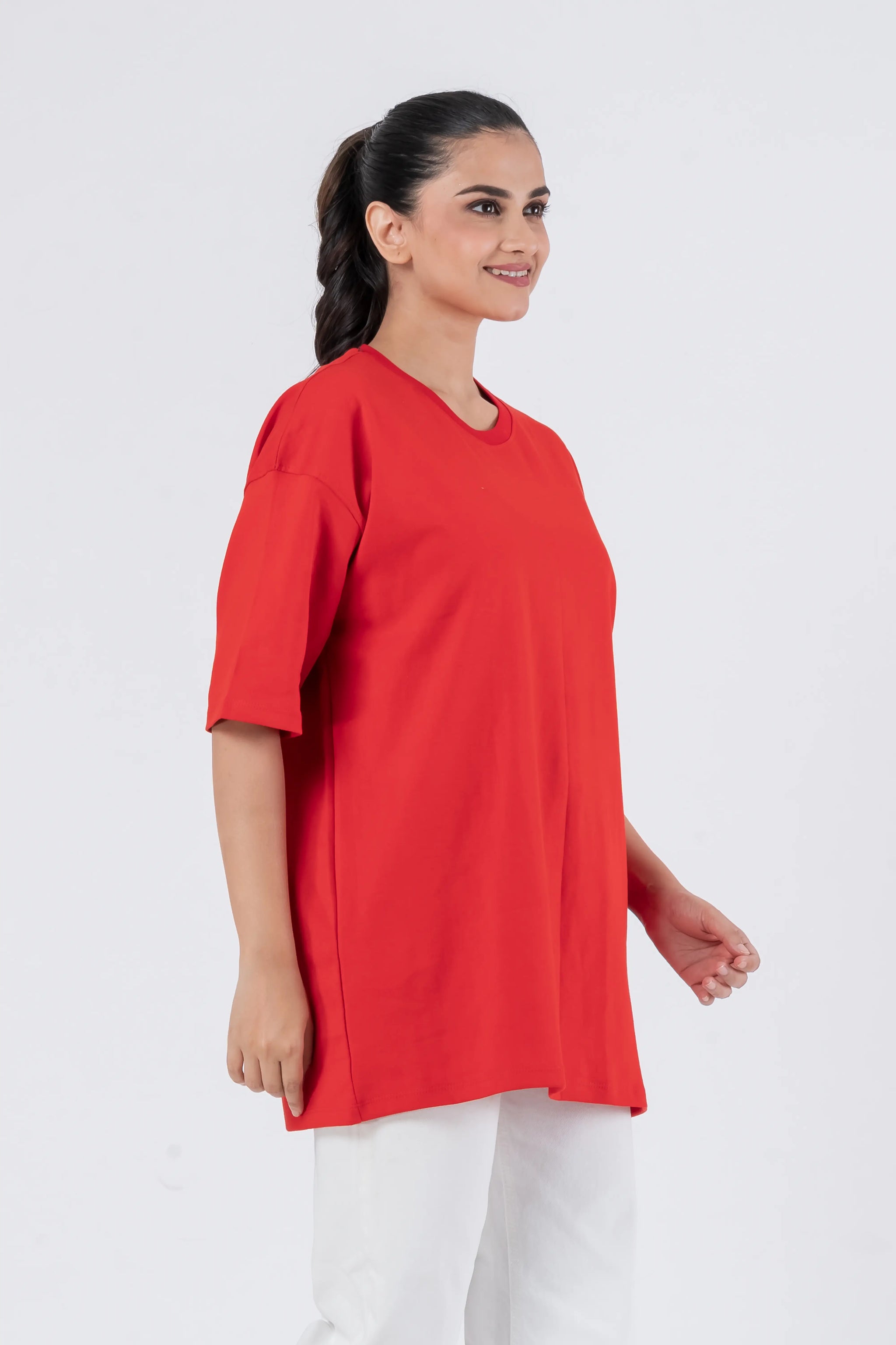 Oversize Drop Shoulder Red Unisex T-Shirt