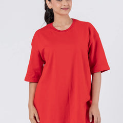 Oversize Drop Shoulder Red Unisex T-Shirt