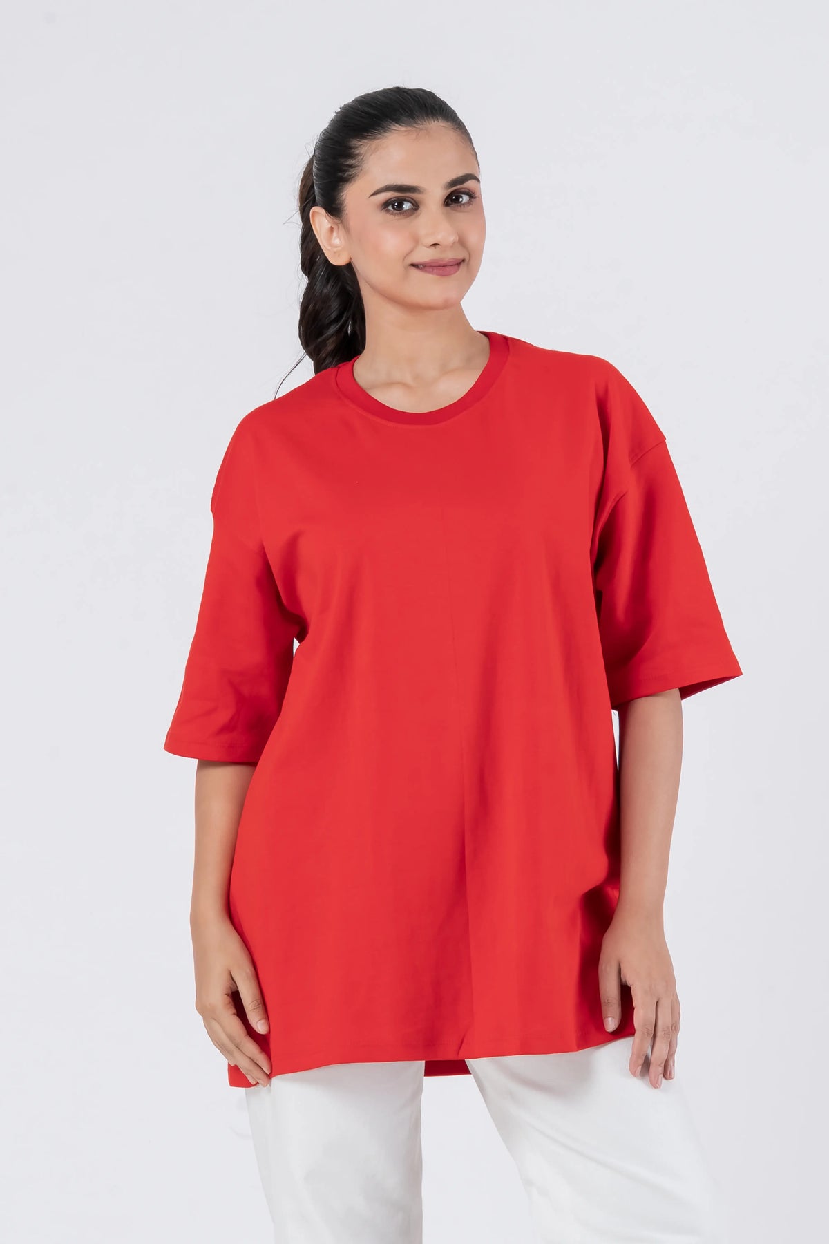 Oversize Drop Shoulder Red Unisex T-Shirt