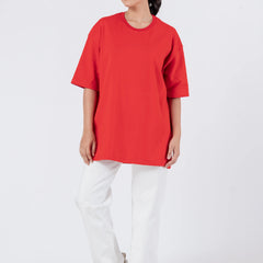 Oversize Drop Shoulder Red Unisex T-Shirt