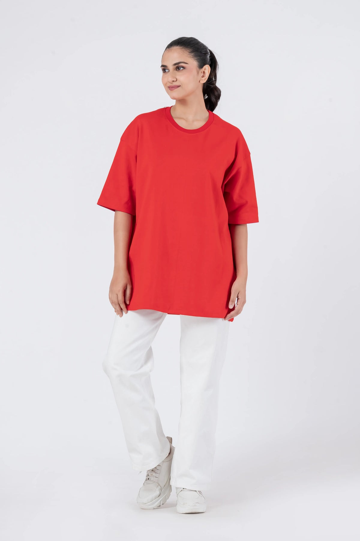 Oversize Drop Shoulder Red Unisex T-Shirt