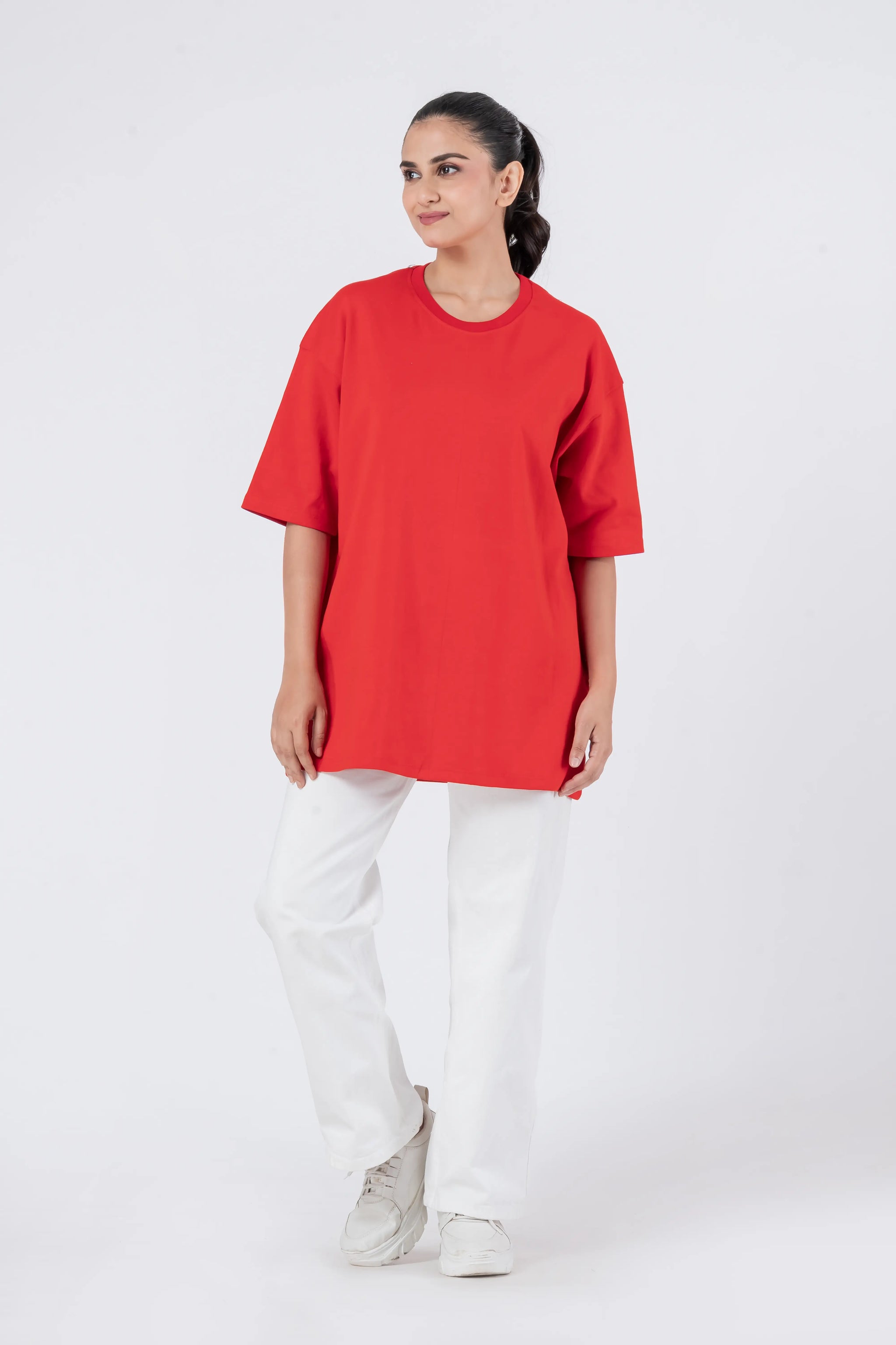 Oversize Drop Shoulder Red Unisex T-Shirt