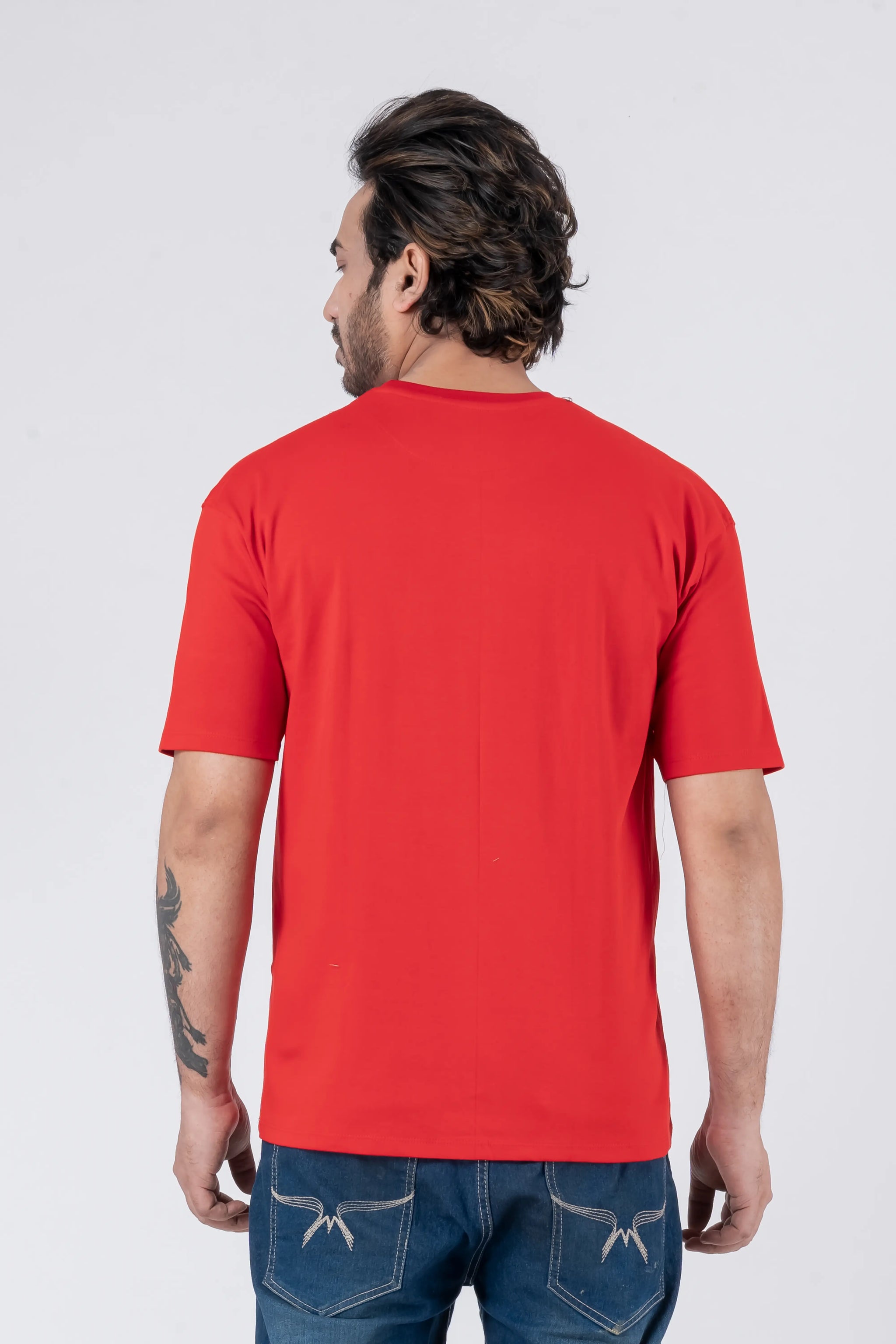 Oversize Drop Shoulder Red Unisex T-Shirt