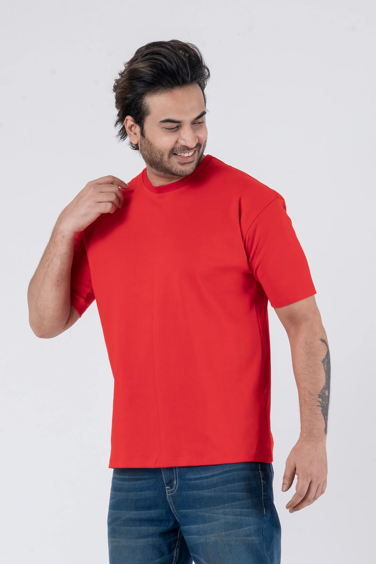 Oversize Drop Shoulder Red Unisex T-Shirt
