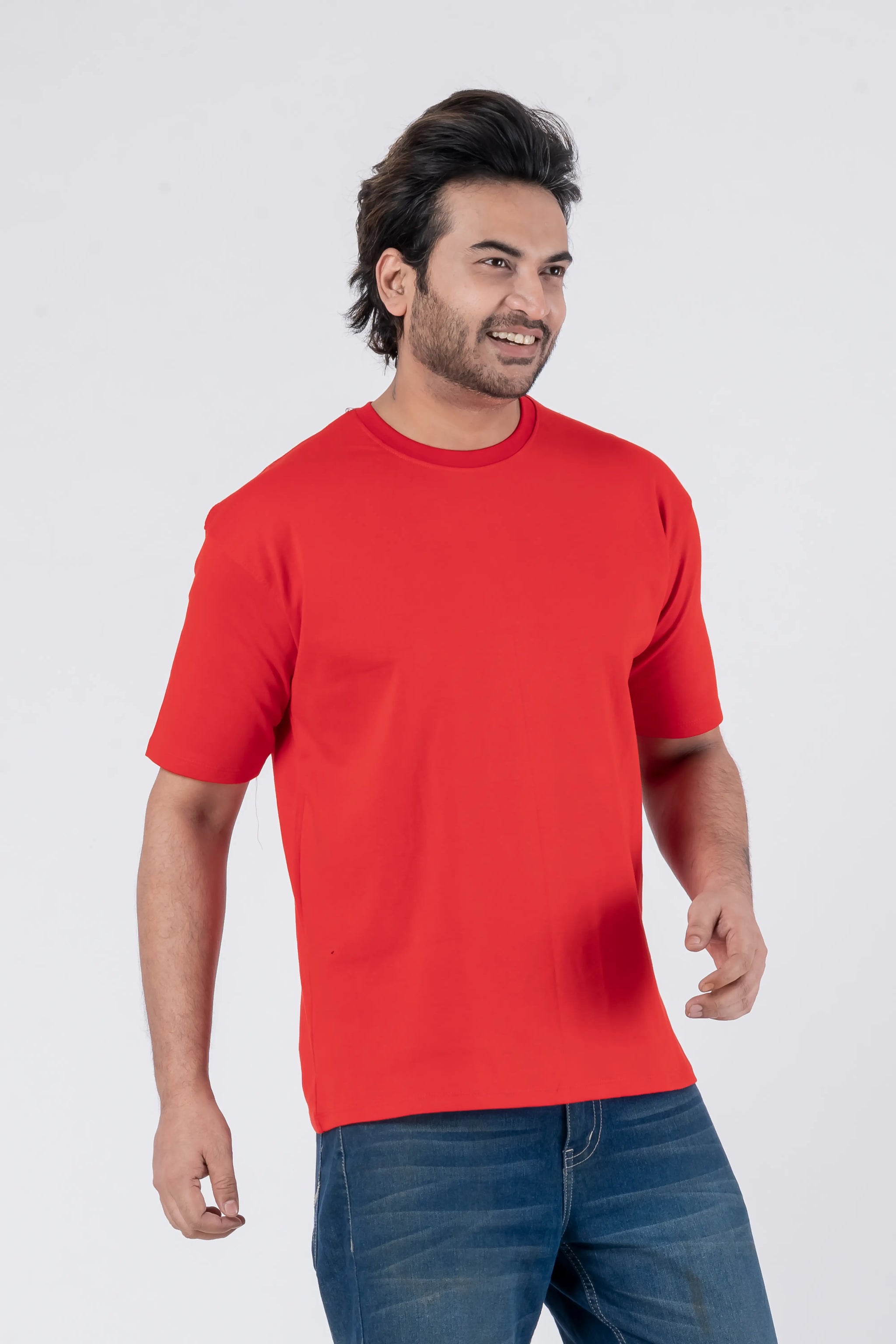 Oversize Drop Shoulder Red Unisex T-Shirt