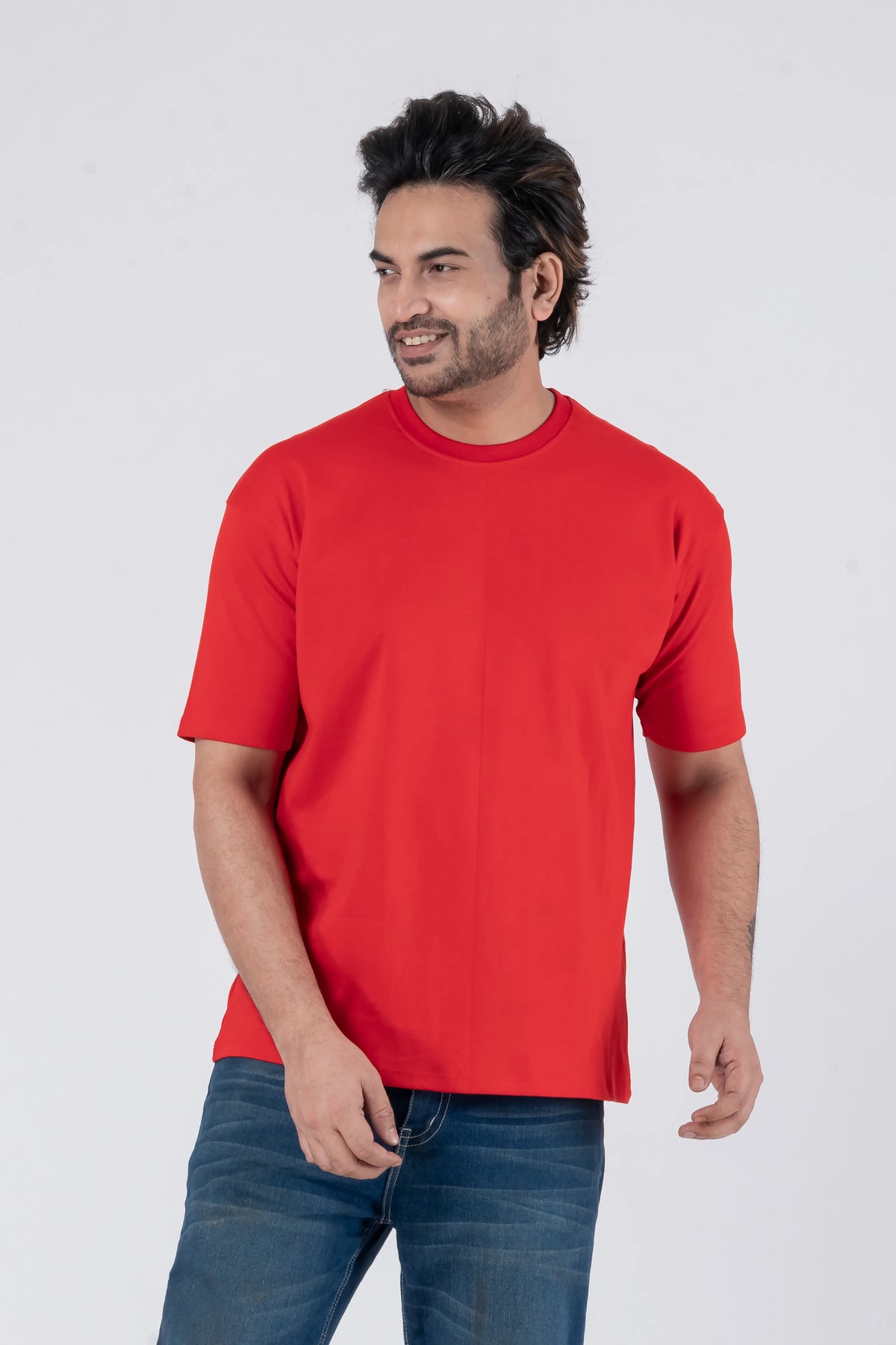 Oversize Drop Shoulder Red Unisex T-Shirt