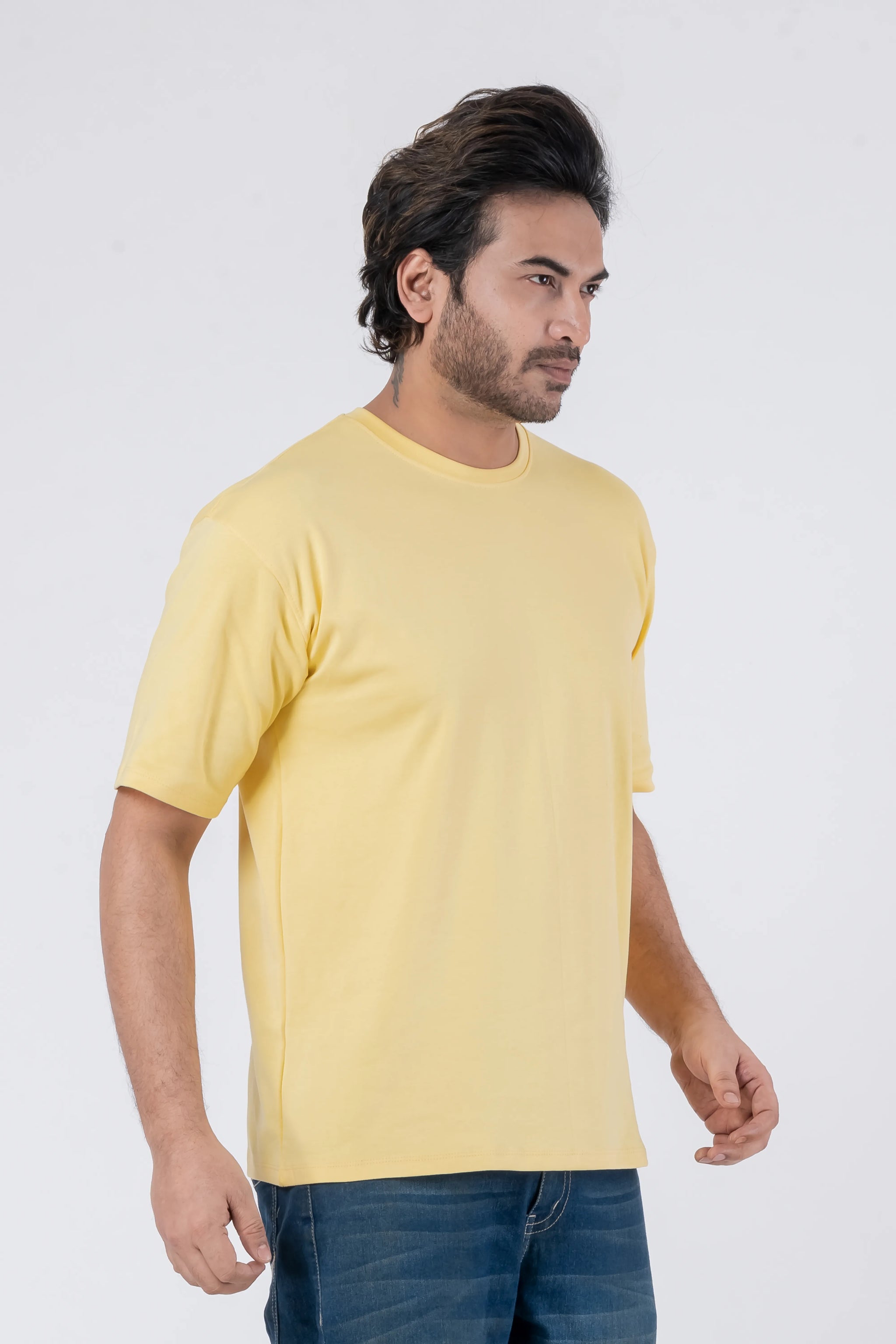 Oversize Drop Shoulder Yellow Unisex T-Shirt
