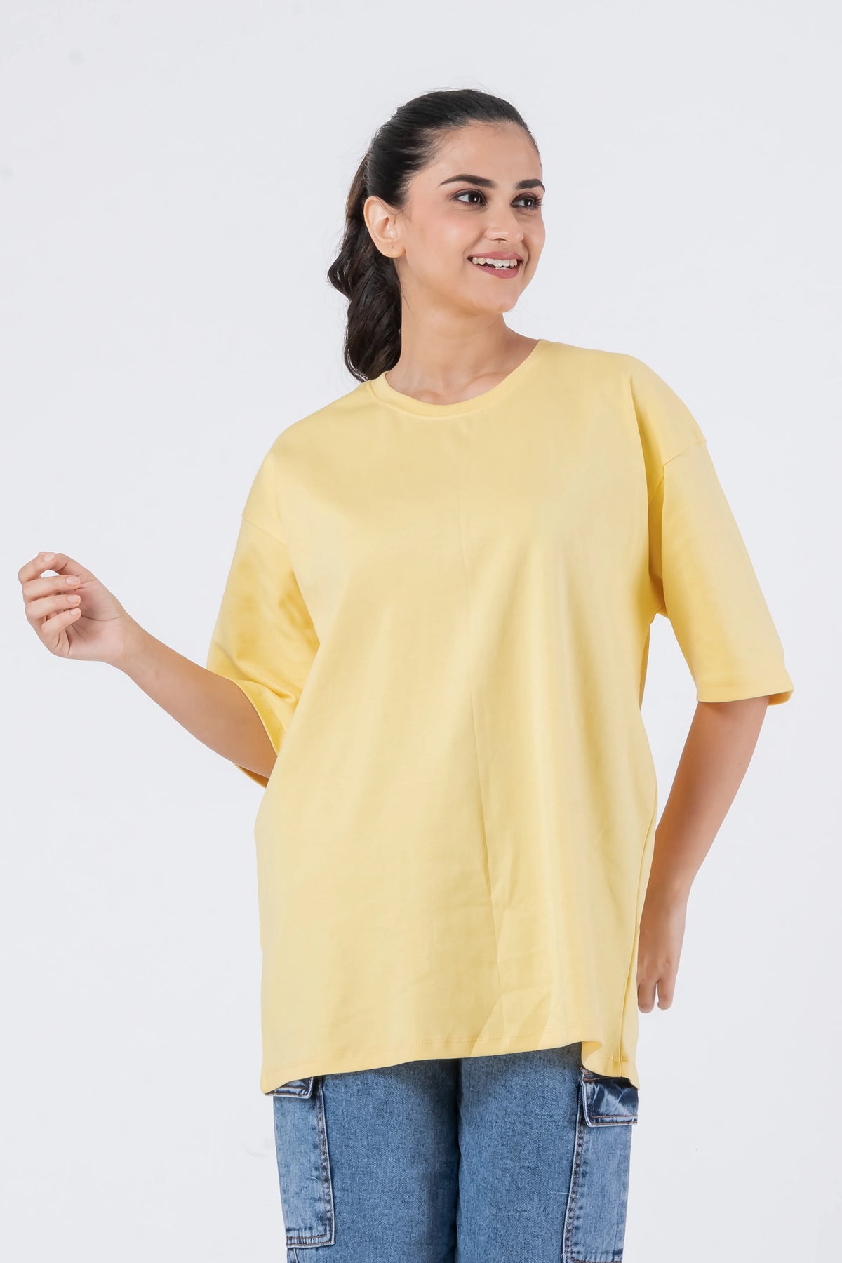 Oversize Drop Shoulder Yellow Unisex T-Shirt
