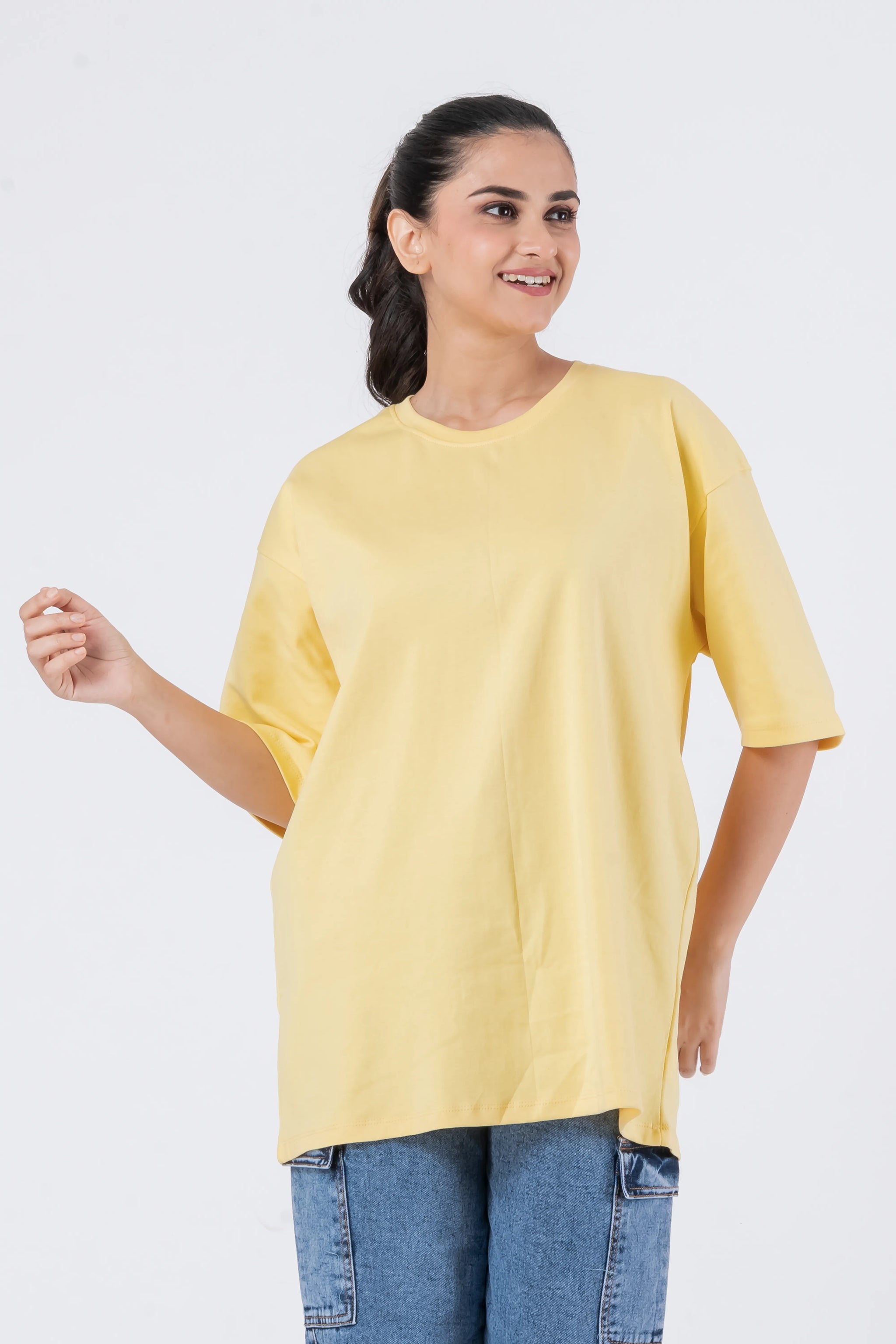 Oversize Drop Shoulder Yellow Unisex T-Shirt