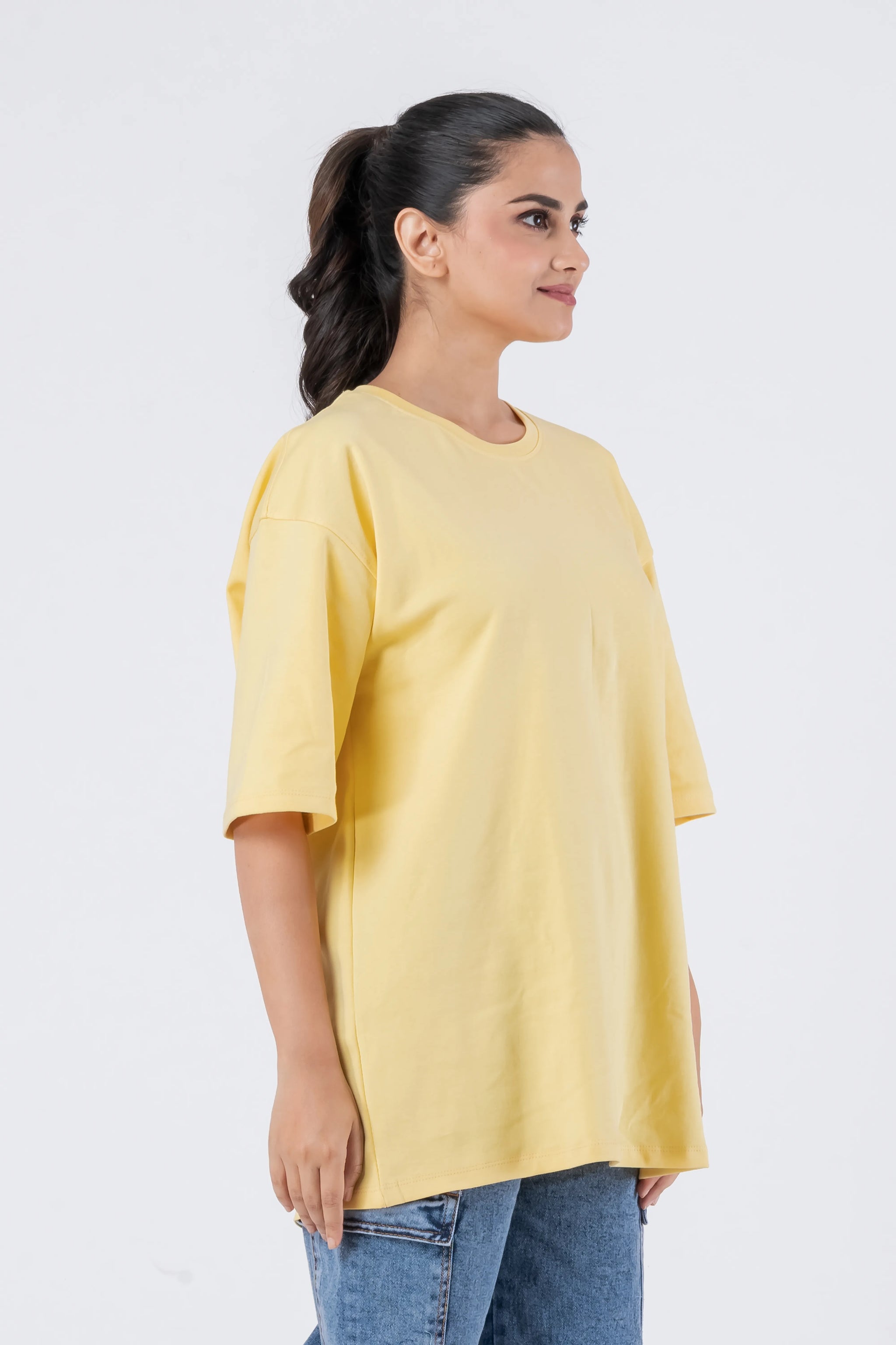 Oversize Drop Shoulder Yellow Unisex T-Shirt