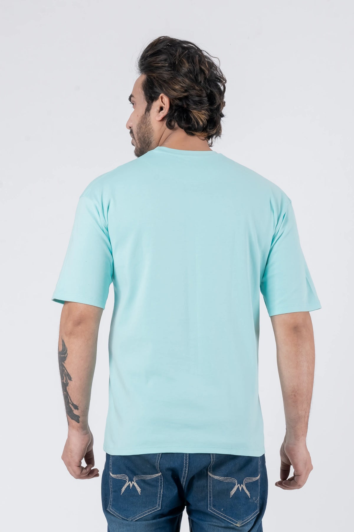 Oversize Drop Shoulder Sky Blue Unisex T-Shirt